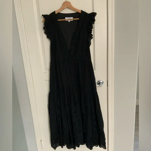 LA LIGNE Pointelle Marta Dress in 100% Cotton Black Size Small - Picture 10 of 10